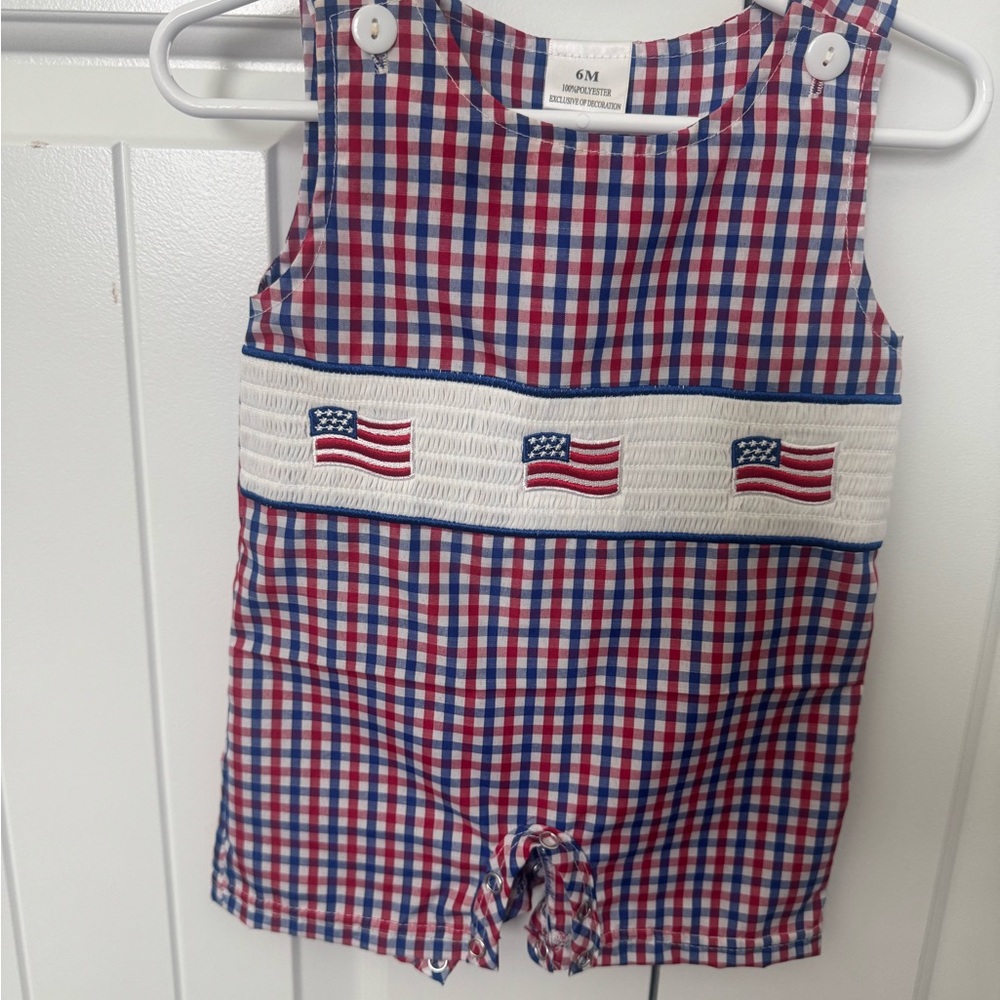 Patriotic Plaid Baby Romper